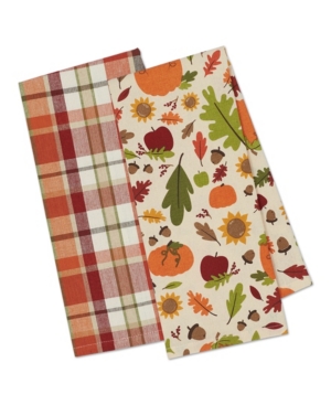 Design Imports Pumpkin Spice Plaid Dishtowel In Orange