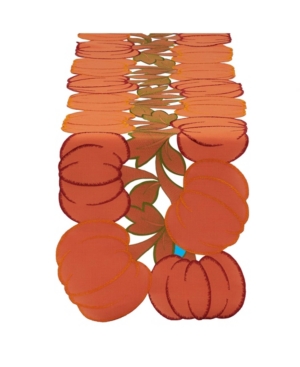 Design Imports Embroidered Pumpkins Table Runner In Orange