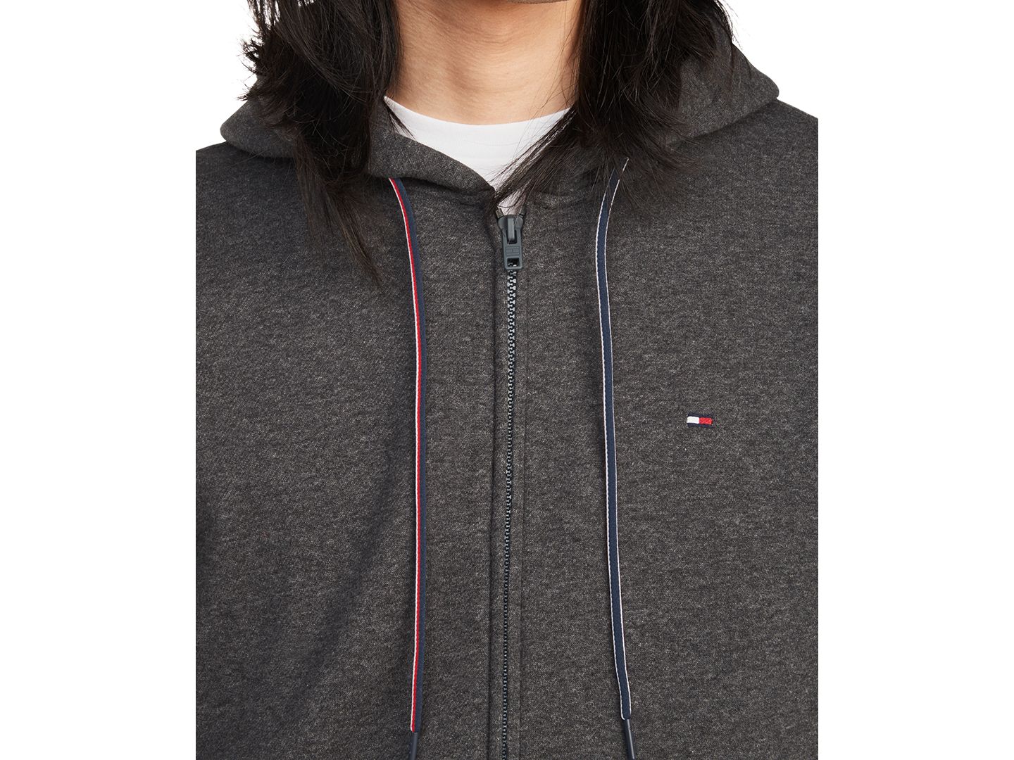 Мужское худи Tommy Hilfiger Big & Tall Plains Zip-Up, цвет: Угольный серый — фото 3