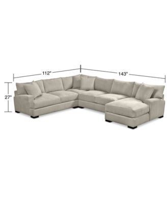 CLOSEOUT! Rhyder 4-Pc. 112" Fabric Sectional Sofa with Chaise, Created for Macy's
