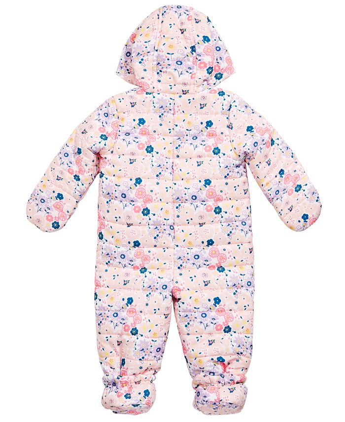 First Impressions Baby Girls Floral-Print Puffer Snowsuit, Created for ...