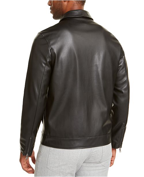 alfani men's faux leather harrington jacket, created for macy's alfani men's faux leather harrington jacket, created for macy's