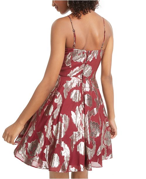 City Studios Juniors' MetallicPrint Fit & Flare Dress & Reviews
