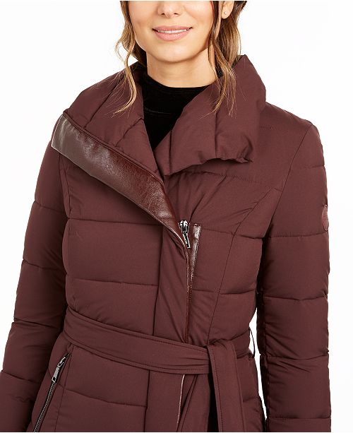 Tahari Asymmetrical Belted Puffer Coat Reviews Coats Women Macy S