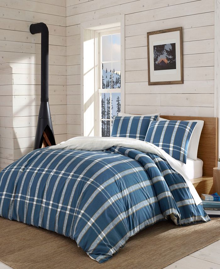 Eddie Bauer Taylor Plaid Navy Duvet Cover Set, Twin Macy's