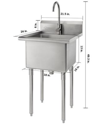 TRINITY Stainless Steel Utility Sink with Faucet