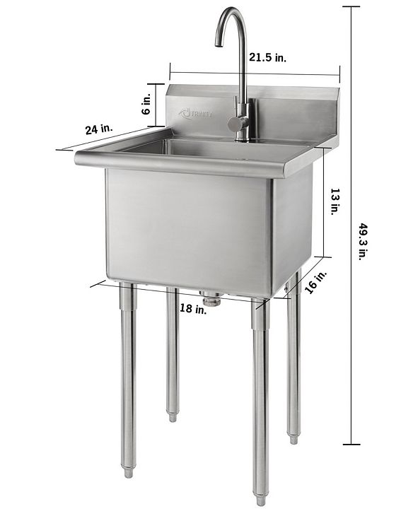 TRINITY Stainless Steel Utility Sink with Faucet & Reviews Furniture