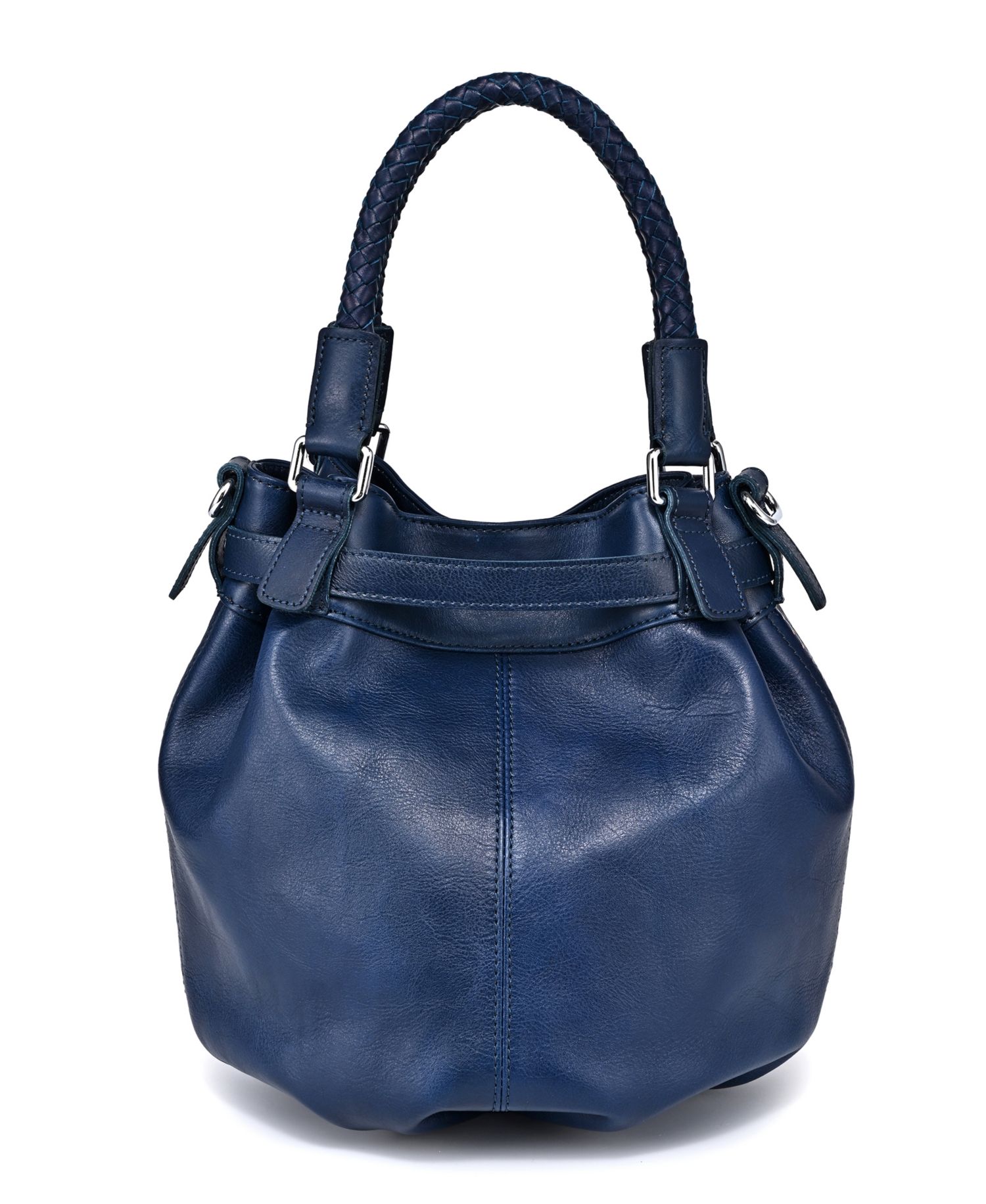 Pumpkin Small Leather Crossbody Bucket Bag