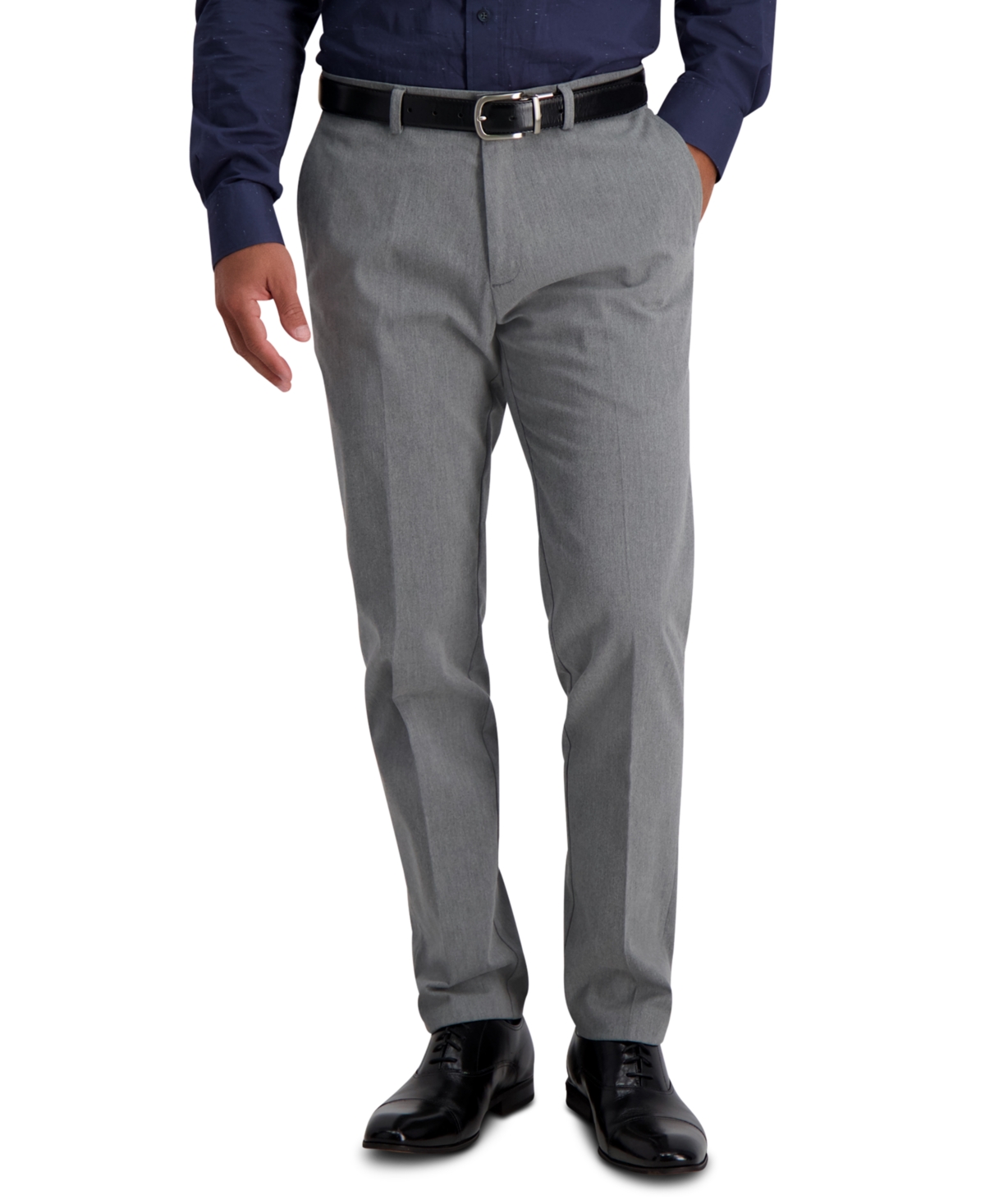 Men's Iron Free Premium Khaki Slim-Fit Flat-Front Pant - Heather Grey