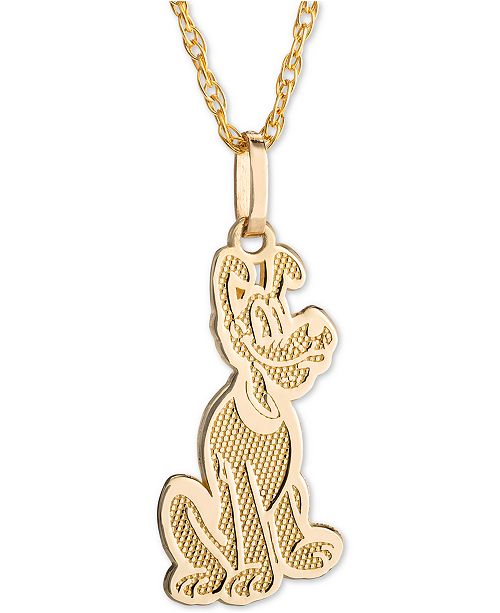 Disney Children's Pluto 15" Pendant Necklace in 14k Gold & Reviews Necklaces Jewelry