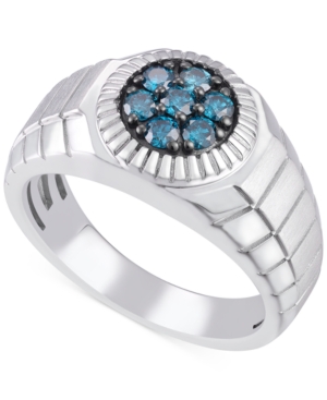 image of Men-s Blue Diamond (1/2 ct. t.w.) in Sterling Silver