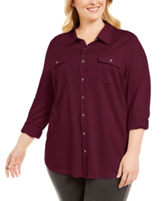 Karen Scott Plus Size Polo-Style Shirt, Created for Macy's & Reviews ...