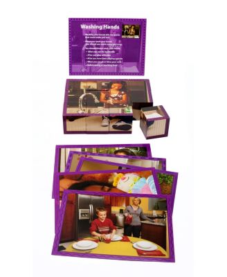 Stages Learning Materials Real Picture Healthy Habits Wooden Cube Puzzle 12 pieces