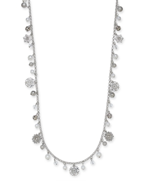 image of Holiday Lane Silver-Tone Pave & Imitation Pearl Snowflake 36