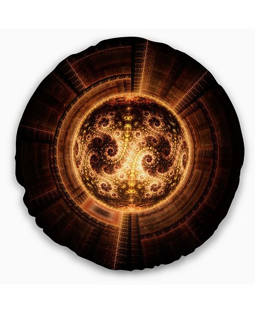 Design Art Designart Rounded Orange Glowing Fractal Flower