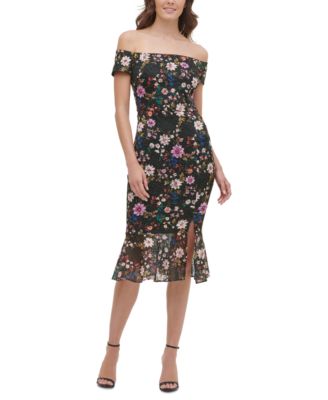 midi black floral dress