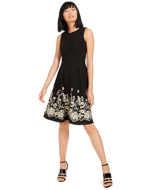 Calvin Klein Petite Embroidered A Line Dress Reviews Macy S