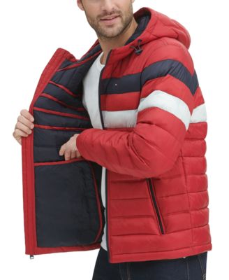 tommy hilfiger men's color block hooded ski coat