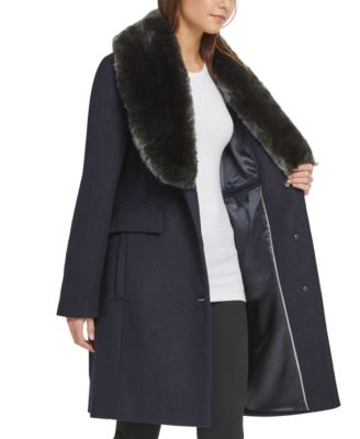 faux fur shawl collar overcoat