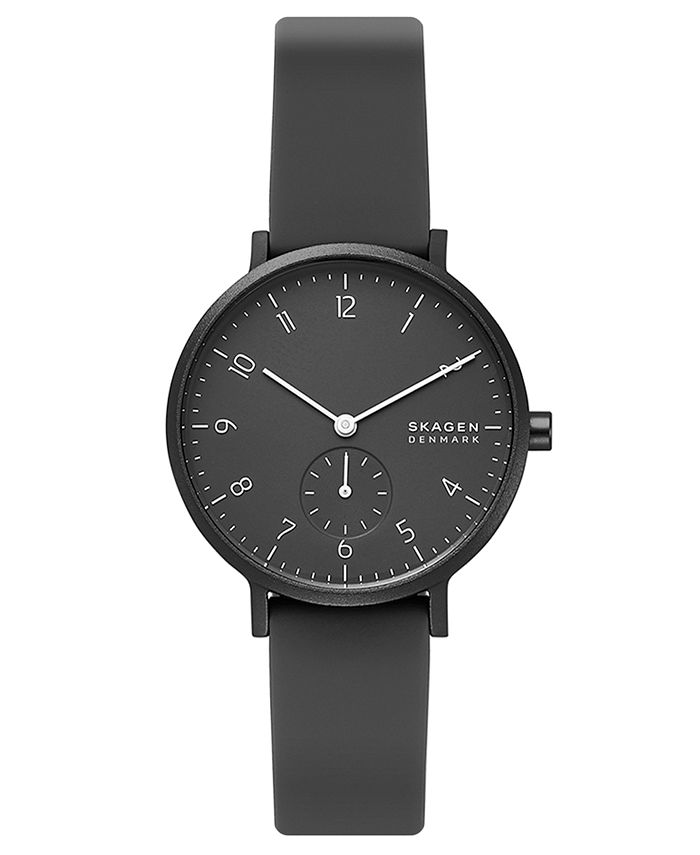 Aaren black and gray reversible leather watch hot sale