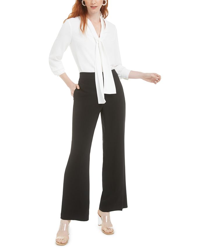 Bar III Tie-Neck Blouse & Wide Leg Pants, Created for Macy's & Reviews ...