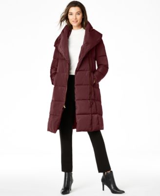 cole haan layered down puffer coat merlot