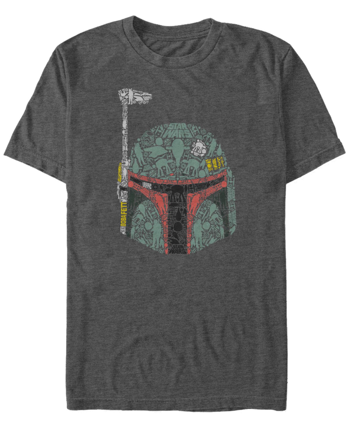 Мужская футболка Fifth Sun Star Wars Classic Boba Fett Hidden Images Helmet Short Sleeve, цвет: Угольный меланжевый — фото 1