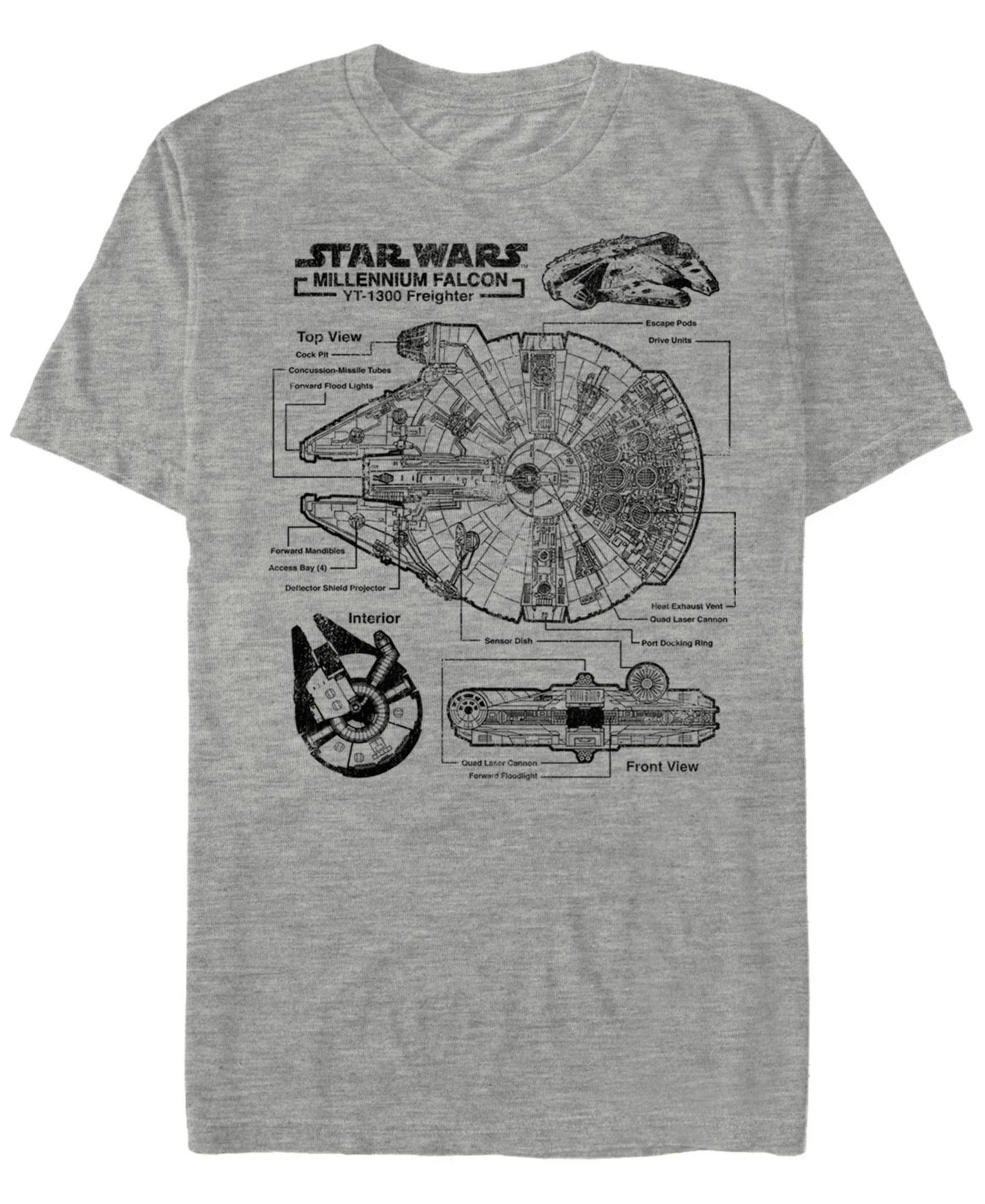 Мужская футболка Fifth Sun Star Wars Classic Millennium Falcon Build Short Sleeve, цвет: Серый — фото 1