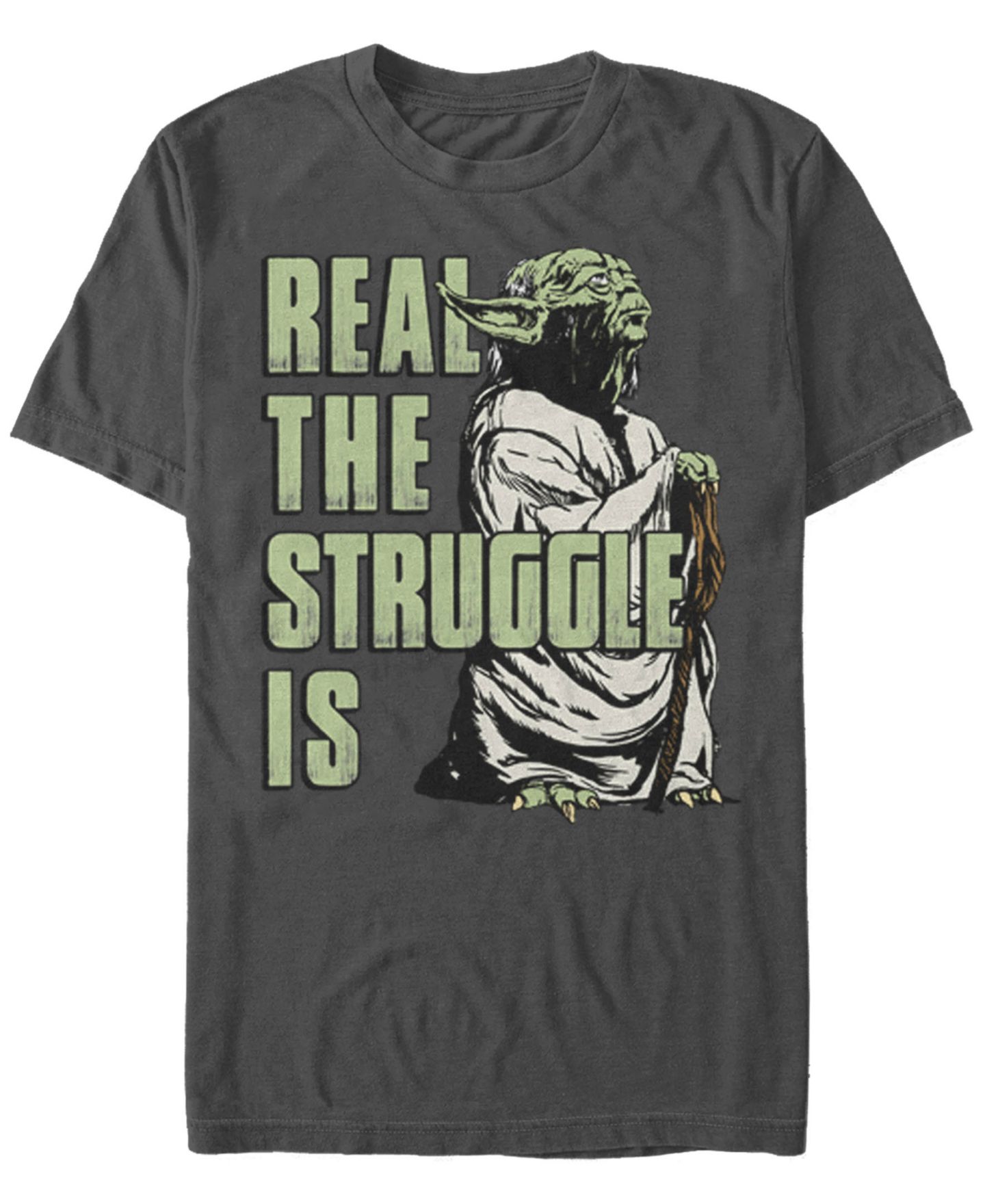 Мужская футболка Fifth Sun Star Wars Yoda Real The Struggle Is Short Sleeve, цвет: Угольный — фото 1