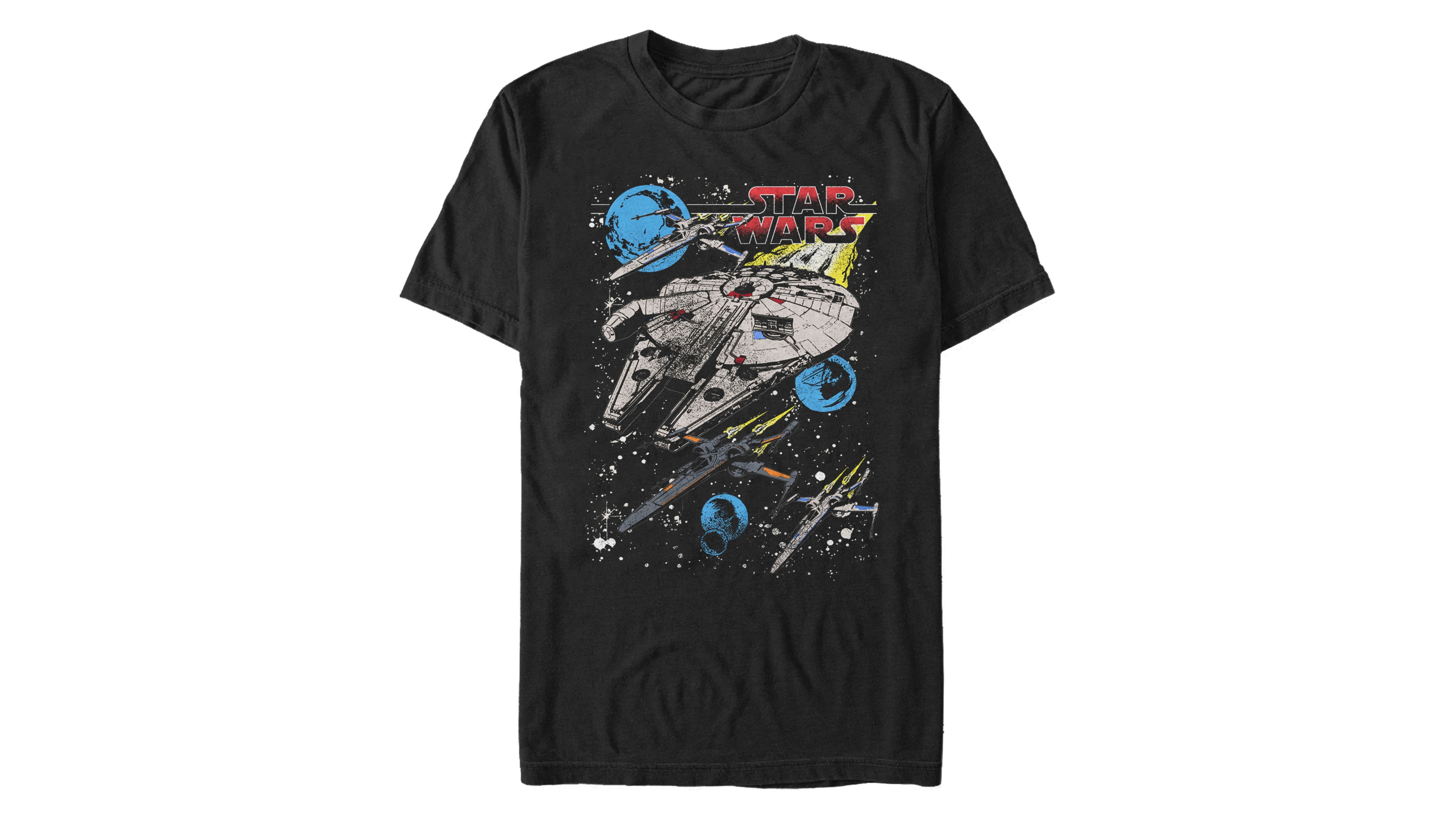 Star Wars Men's Classic Millennium Falcon Battle Short Sleeve T-Shirt