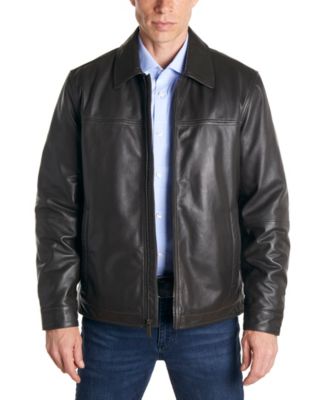 Perry Ellis Men's Classic Leather Jacket & Reviews - Coats & Jackets ...
