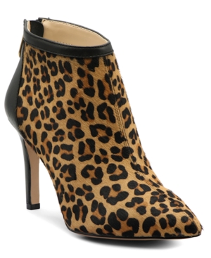 Adrienne Vittadini Women's Nyla Booties Women's Shoes In Tan Black Leopard Print