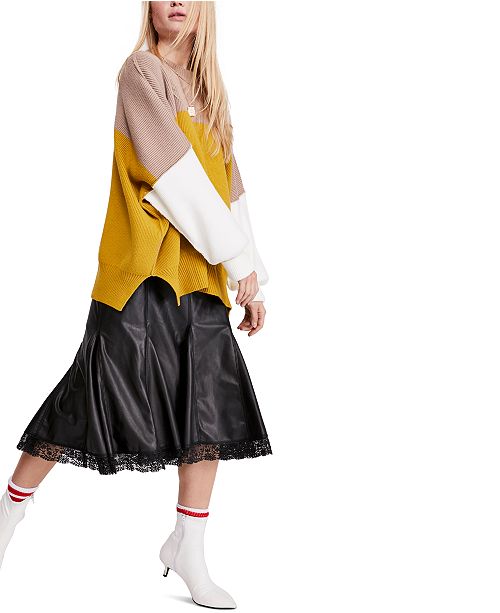 Free People Easy Street Colorblock Sweater Reviews Sweaters Women Macy S