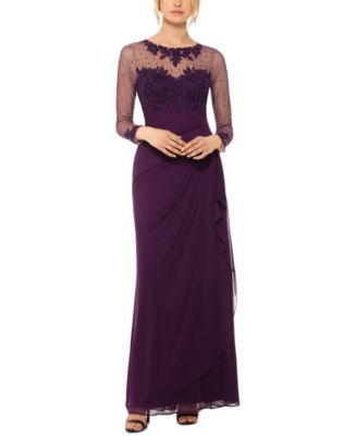 XSCAPE Petite Embellished Illusion Gown - Macy's