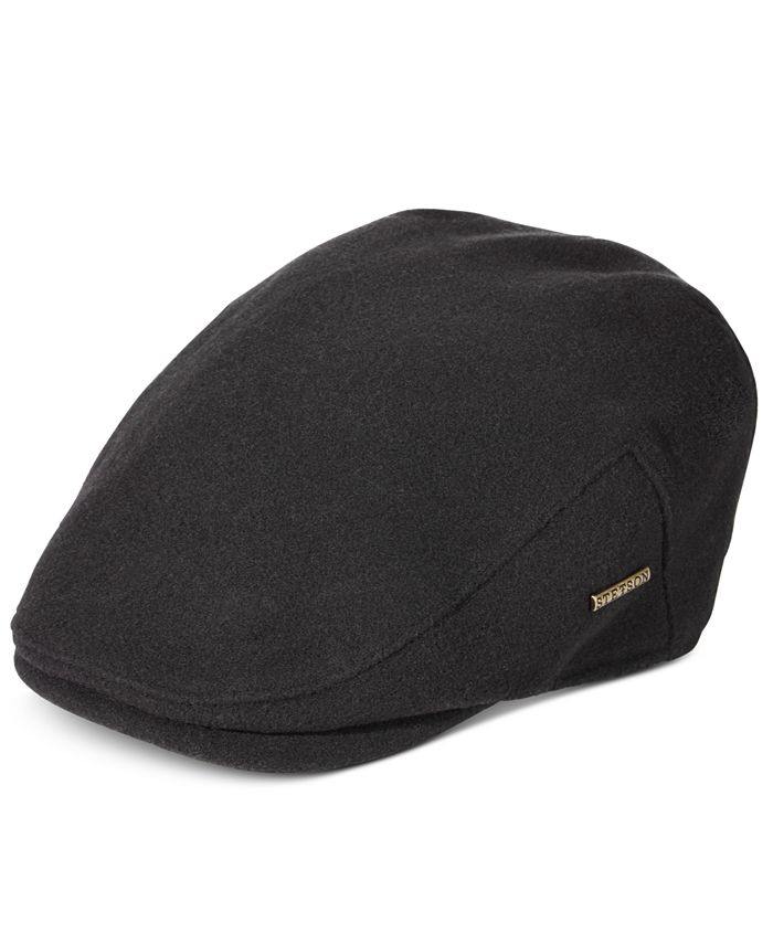 Stetson Mens Black Cotton Wool Blend Ivy Newsboy Cap Cabbie Hat XL