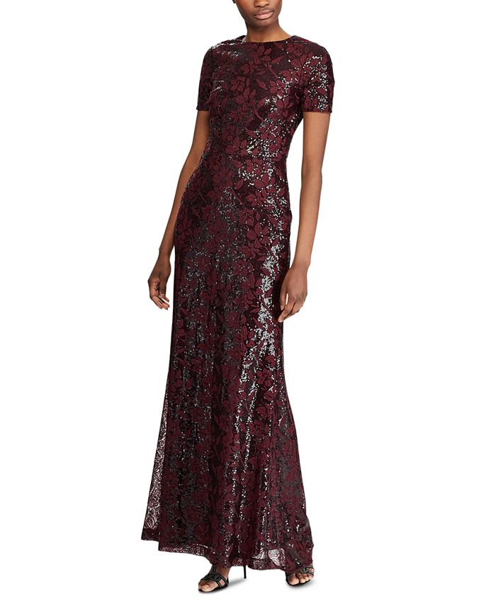 Lauren Ralph Lauren Sequined Evening Gown - Macy's