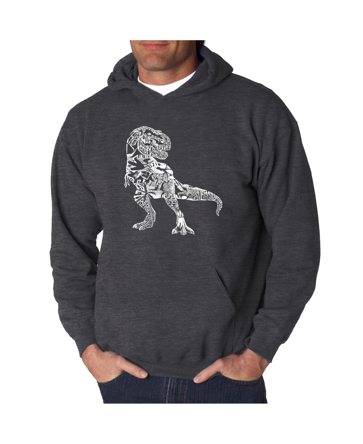 Men's Word Art Hoodie - Dinosaur - Dark Gray