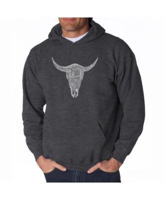 Men's Word Art Hooded Sweatshirt - Cowskull Country Hits