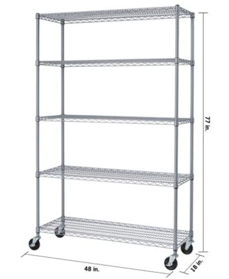 5-Tier Outdoor Wire Shelving Rack with NSF Includes Wheels