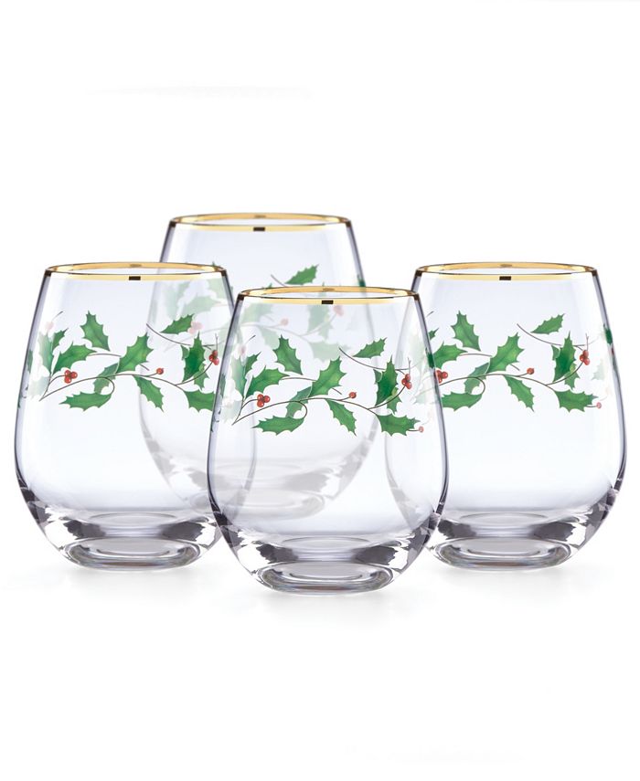 Lenox Closeout Holiday 4 Piece Stemless Wine Glasses Macy S