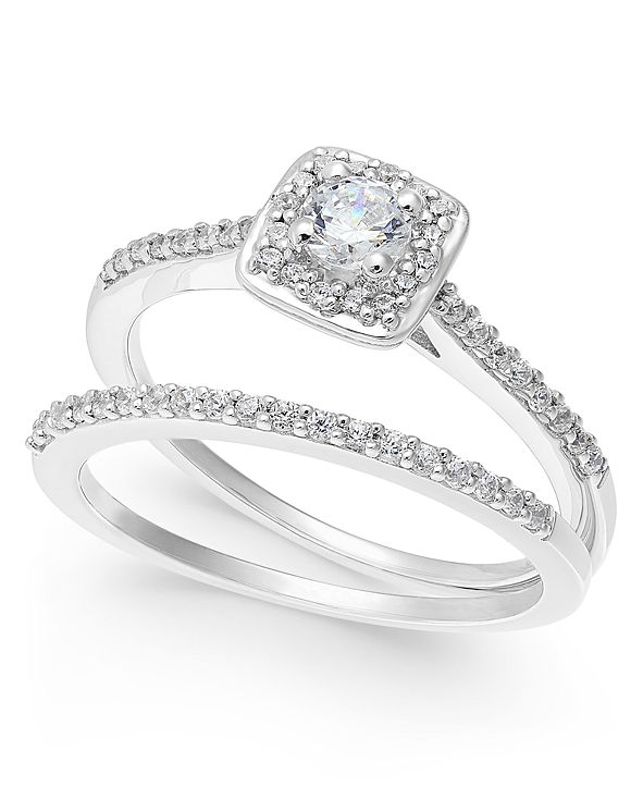 Macy�s Diamond Halo Bridal Set (1/2 ct. t.w.) in 14k White