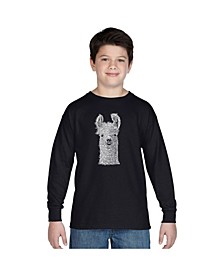 Boy's Word Art Long Sleeve T-Shirt - Llama