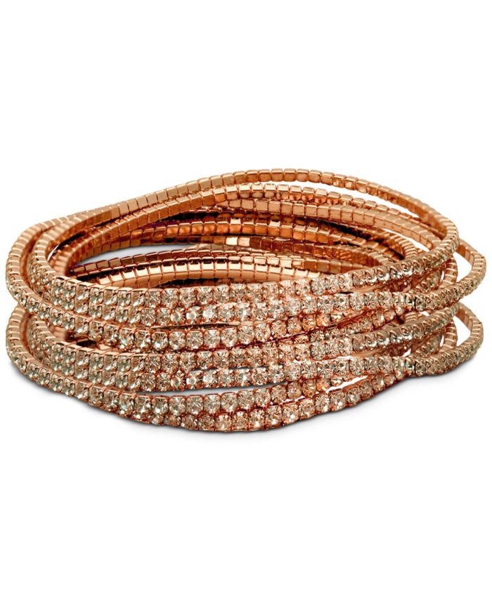 GUESS 10-Pc. Set Crystal Stretch Bracelets