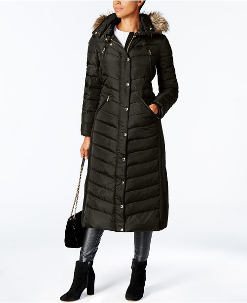 Michael Kors Faux Fur Trim Hooded Down Coat Reviews Coats