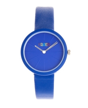 image of Crayo Unisex Blade Blue Leatherette Strap Watch 37mm