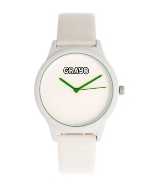 image of Crayo Unisex Splat White Leatherette Strap Watch 38mm