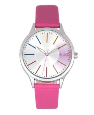 image of Crayo Unisex Gel Hot Pink Leatherette Strap Watch 35mm