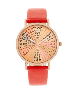image of Crayo Unisex Fortune Red Genuine Leather Strap Watch 38mm