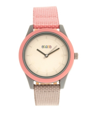 image of Crayo Unisex Pleasant Light Pink, Brown Leatherette Strap Watch 39mm