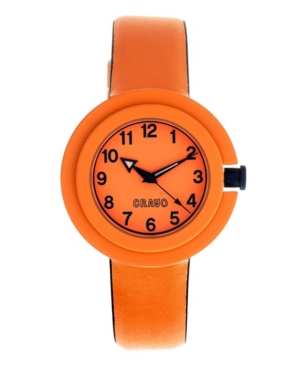 image of Crayo Unisex Equinox Orange, Navy Leatherette Strap Watch 40mm